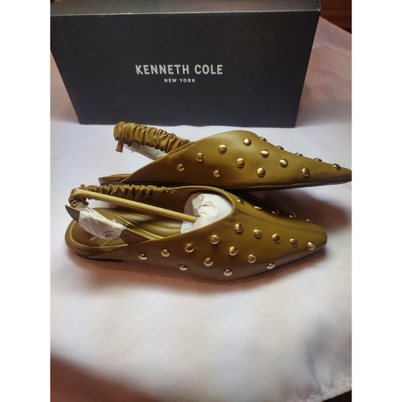 Kenneth Cole Nicola Brown Leather Studded Slingback Flats KL25NIC02 women's 7M - Picture 6 of 8